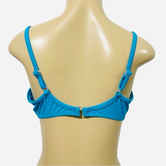 California Waves M Vibrant Blue Swim Top Ruched Underwire Adjustable Bikini - Picture 3 of 8